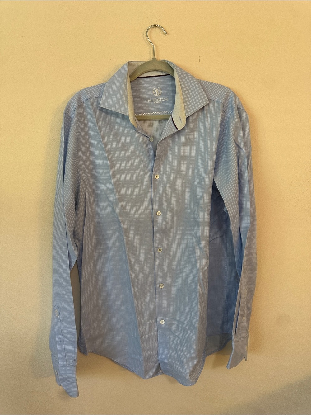 Bugatchi Light Blue Micro-Check Men's Dress Shirt